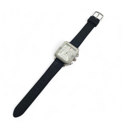 Michele Deco Sport Chronograph Watch Silver & Black 