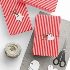 Gift Wrap, Pink and Red Stripe Gift Wrapping Papers, Present Wrap, Holiday Gift