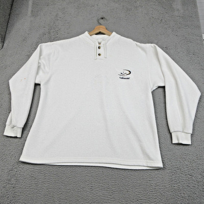 Gulfstream Sweatshirt Mens XL White Henley Embroidered Plane Logo Long Sleeve