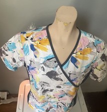 cherokee scrubs women Size M Colorful Design Read Description