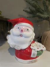Vintage HOLT HOWARD Christmas Starry Eyed Santa Candle Holder Planter READ