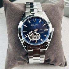 Bulova 96A275 Surveyor Men's Blue Dial Stainless Steel Strap Automatic Watch