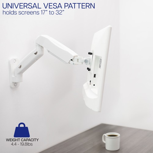 VIVO White Pneumatic Articulating Extended Arm, 17" to 32" Monitor Wall Mount - Picture 2 of 8