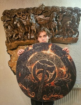 Teppich / Wanddeko mit Wikingermotiv 80 x 80 cm Teppich zum Wohlfühlen