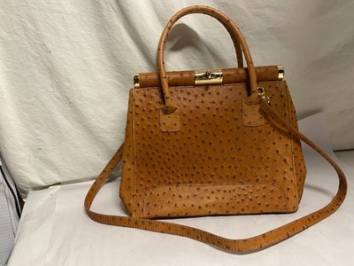 Vtg PELLE DI GIADA Merci Marie Italy  leather Ostrich Handbag