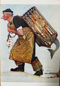 MERMAID Norman Rockwell  Humor  - Fair Catch - P/C - Saturday Evening Post Cover