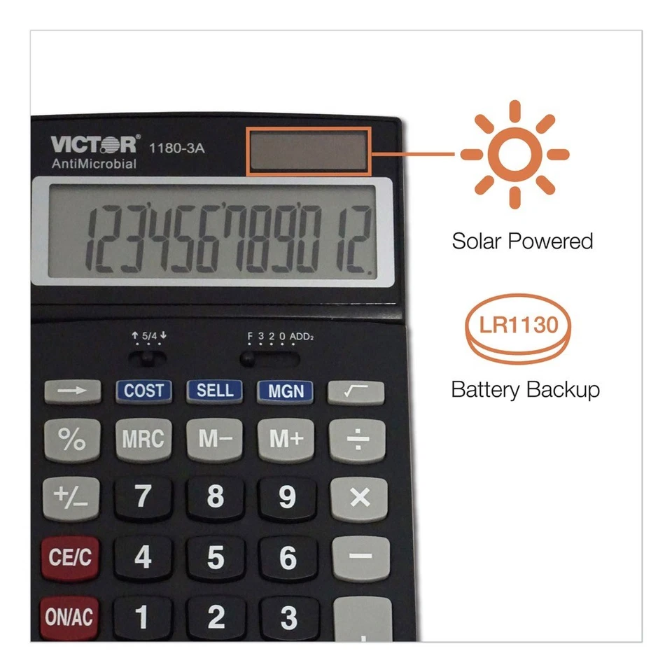 Victor 11803A 12-Digit LCD Antimicrobial Desktop Calculator New - Image 4 of 4