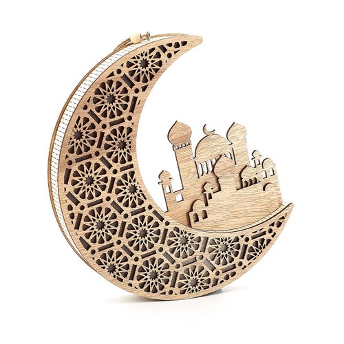 Decorative Wooden Moon Star Table Lamp for Ramadan and Eid Festivities - Picture 7 of 17