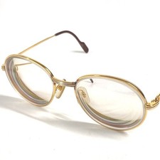 - Cartier Trinity Gold Metal Glasses Eyeglasses With Case Authentic Vintage -