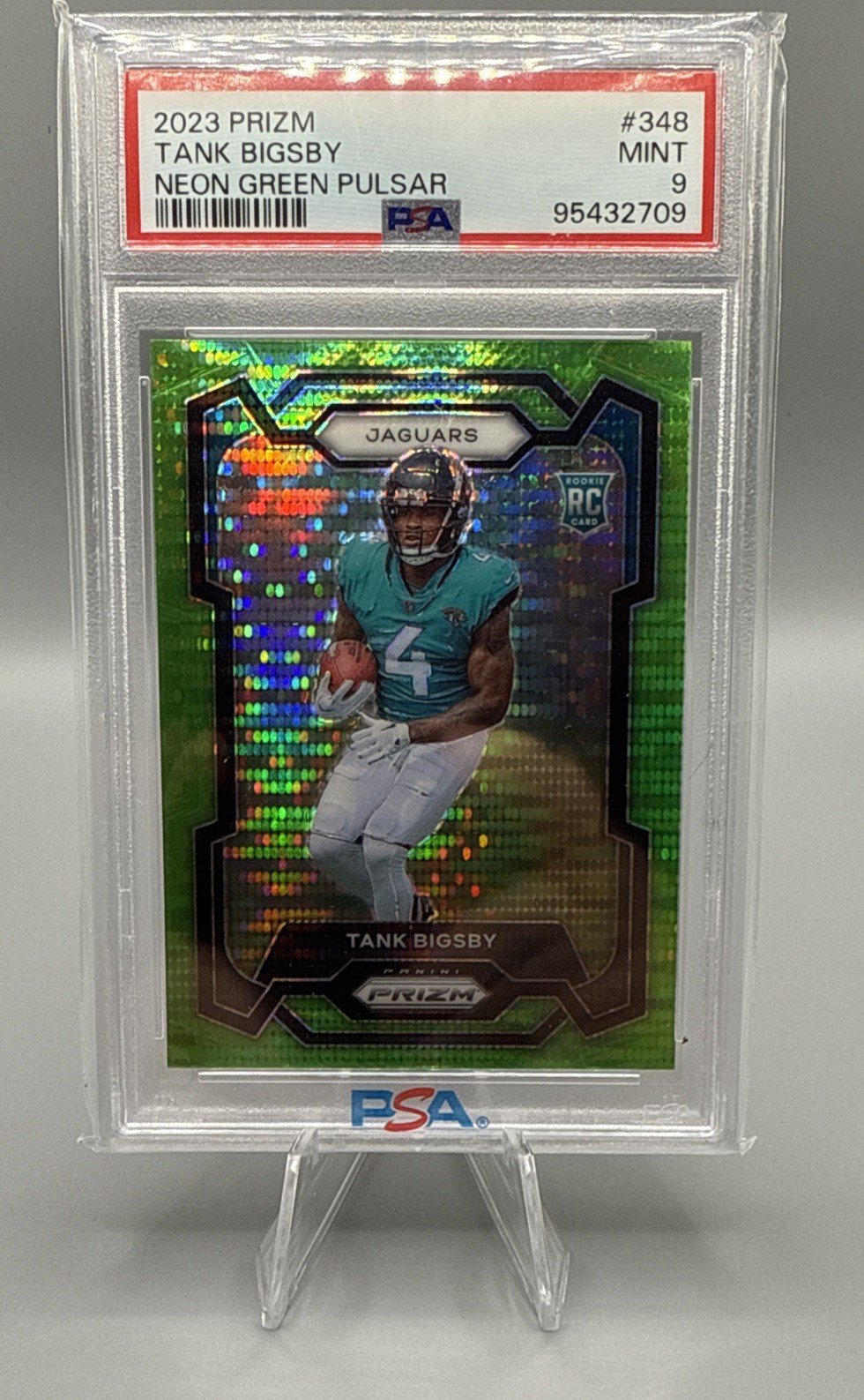 2023 Prizm Tank Bigsby Neon Green Pulsar Prizm Rookie RC #348 PSA 9 MINT Jaguars