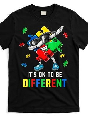 New Autism Awareness Graphic T-Shirt - It's Ok to Be Different Puzzle Design,So