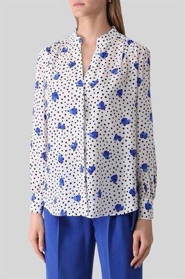 Hugo Boss Silk Blouse Collarless Women s Sz 6 Office Quiet Luxury Teacher