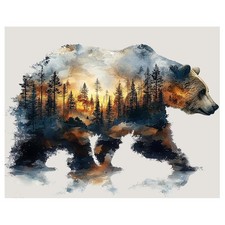 Bear Paint by Numbers Kit for Adults DIY Canvas Wall Art Home Decoration Gift
