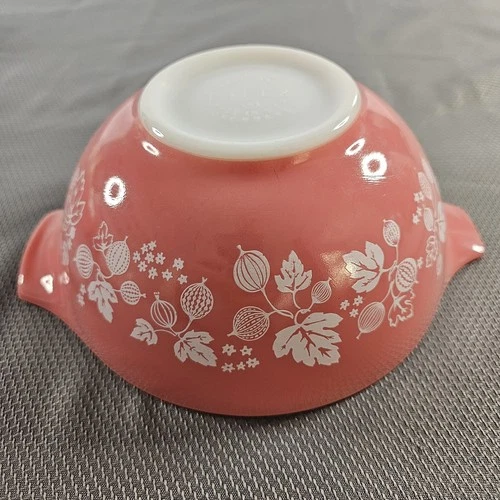 Vintage Pink White Pyrex Gooseberry Cinderella Nesting Bowl 442 1-1/2qt GC READ⬇