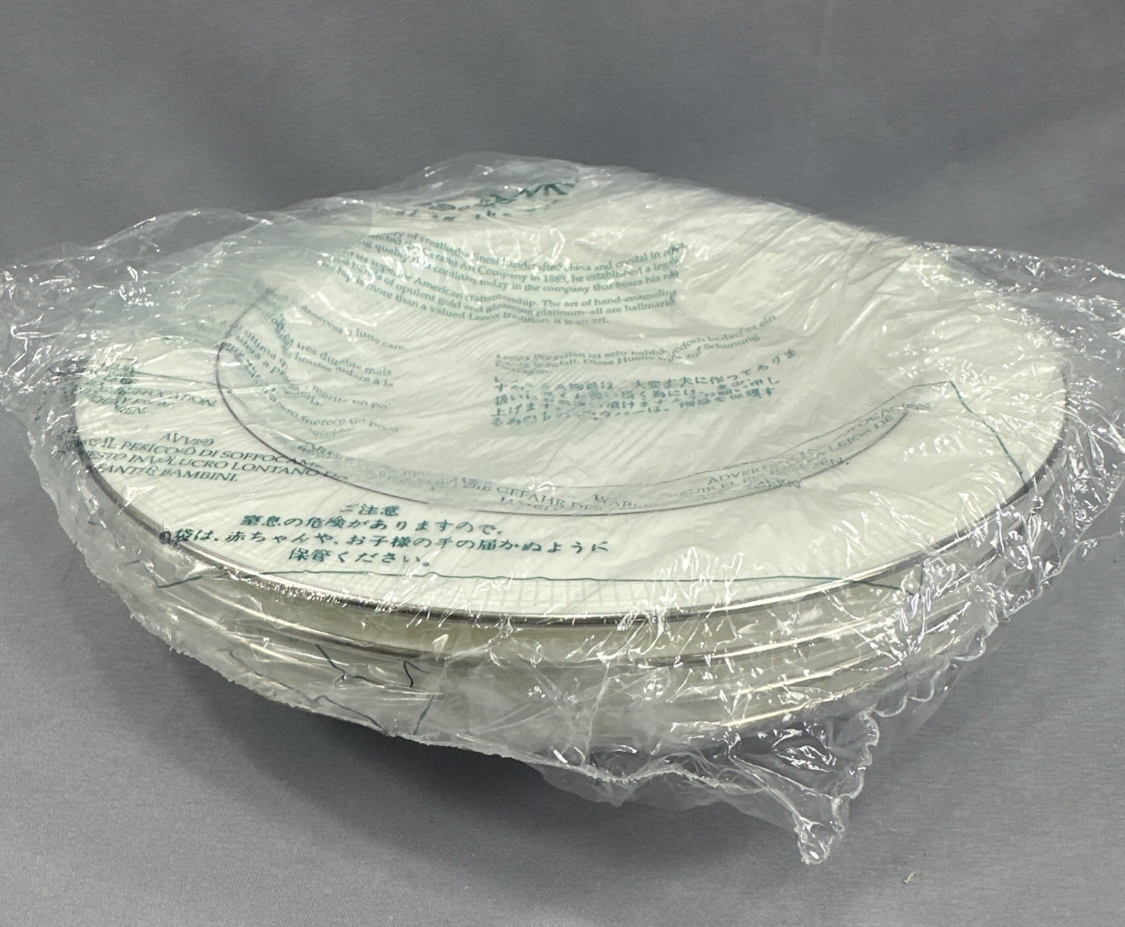 (4) Lenox Classic Collection TRIBECA Soup/Pasta Bowl 9" White with Platinum Trim