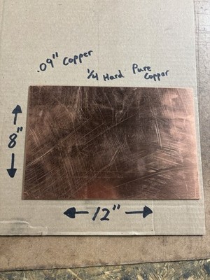 3/32  (0.090  Thick) Copper Sheet Metal - 1/4 Hard Pure Copper Sheet Metal