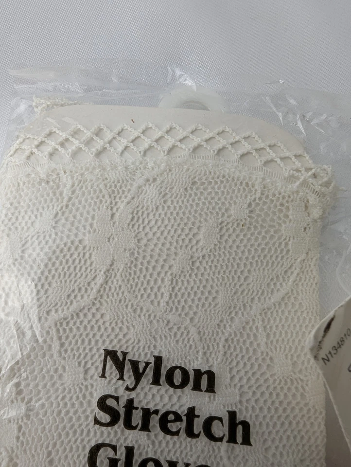 Guantes de Encaje Blanco Floral Transparente Elástico Vestir Fiesta Disfraz Boda Nuevo 7 1/2 Foto 4 de 4