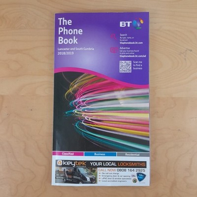 BT DAS TELEFONBUCH LANCASTER & SOUTH CUMBRIA 2018 / 2019 GUTER ZUSTAND