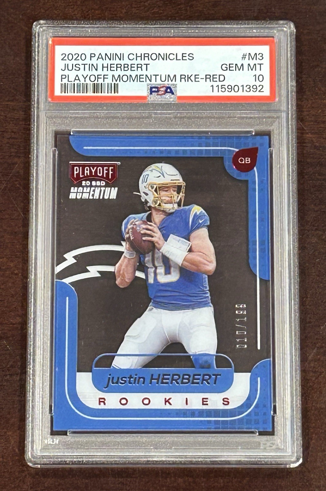 Justin Herbert Panini Chronicles Playoff Momentum Rookies #M3 Red