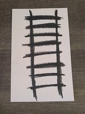 Minimalism Black Crayon Drawing On 5x8 Paper Signed Dated