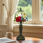 Tiffany Style Table Lamp Vintage Stained Art Glass Desk Light Living Room Family