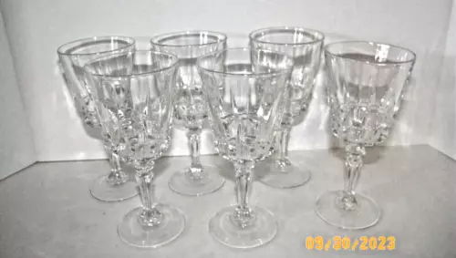 Cristal d'Arques Durand CHANTELLE Crystal 6 Oz Wine Goblets Glasses Set of 6 VTG