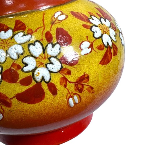 Vintage Meiji Kyoto Satsuma Japanese Incense Burner 5" Floral Red Yellow Orange - Picture 6 of 9