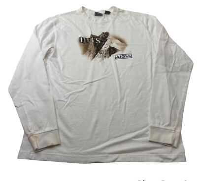 AIGLE Men s Long Sleeve White Hiking Shirt Size Medium Mountain Quest