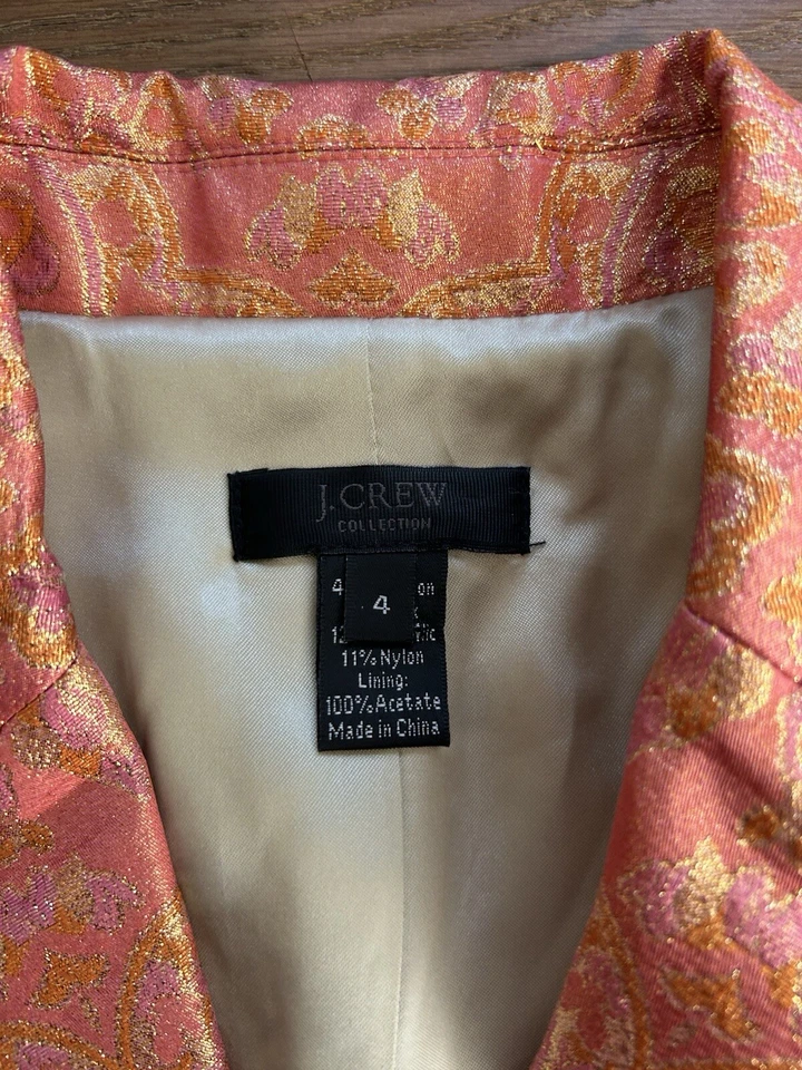 复古 Y2K J. Crew Collection 真丝提花佩斯利西装外套学院风 — 第 2/4 张图片