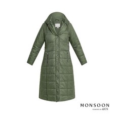Monsoon Uk M Lorena Padded Belted Maxi Coat Green