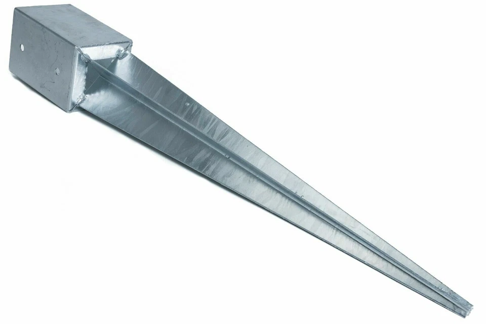 Staffa per fissaggio a terra di pali quadrati in legno porta pilastro a sfondare - Immagine 3 di 4