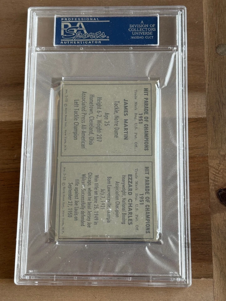 1951 Berk Ross Doubles Ezzard Charles1-13, James Martin 1-15 - PSA 8(mc) - Image 2 of 2