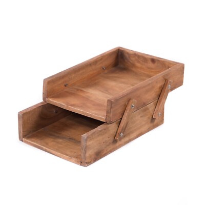 HOLZABLAGE ''SLIDE'' | 2 Fächer, Mahagoni | Dokumentenablage, Holz Organizer