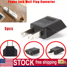5PCs EU Euro Europe to US USA Power Jack Wall Plug Converter Travel Adapter NEW