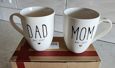 New Dad Mom Gifts Est 2023 Birthday Christmas Fathers Mothers Day Coffee Mug Set
