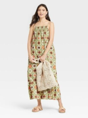 slim fit dress slacks Mac Duggal V-Neck Ruffle Front Floral Print Chiffon A-Line Gown, Womens, 2, Green Multi main image 0
