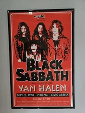 Black Sabbath & Van Halen 1978 Civic Center Concert Poster 11 X 17 Framed