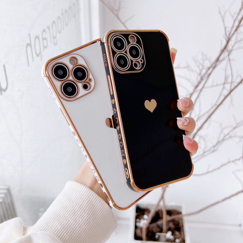 Cute Heart Shockproof Soft Phone Case for iPhone 16 Pro Max 15 14 13 12 11
