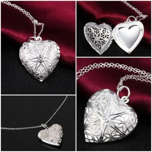 Collana E Ciondolo Prezioso Con Relicario A Cuore In Argento E Filigrana - Immagine 2 di 4