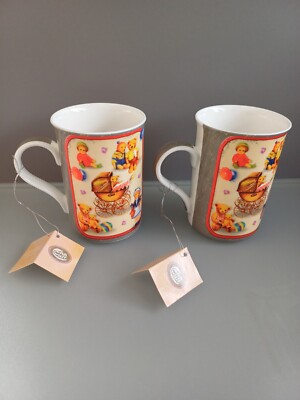 2 neue Fine Bone China Tassen von Cha Cult   Nostalgie-Motiv   mit Etikett