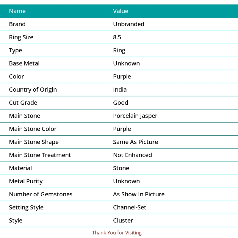 Porcelain Jasper Gemstone 925 Sterling Silver Jewelry Ring Size 8.5 P863 - Image 2 of 4