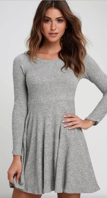 ribbed knit long sleeve dress