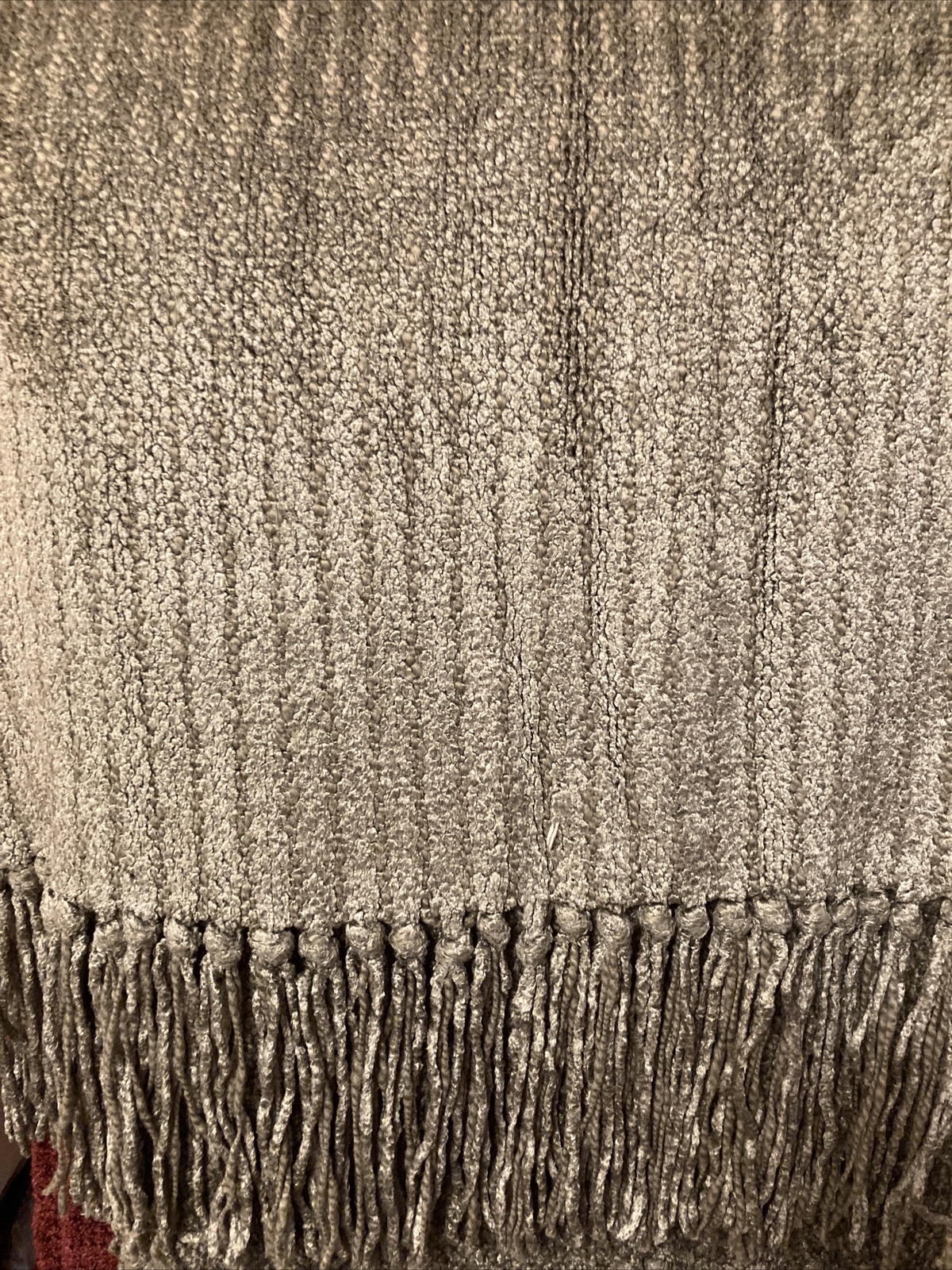 Restoration Hardware Chenille Sage Ribbed Fringed Throw Blanket 50” X