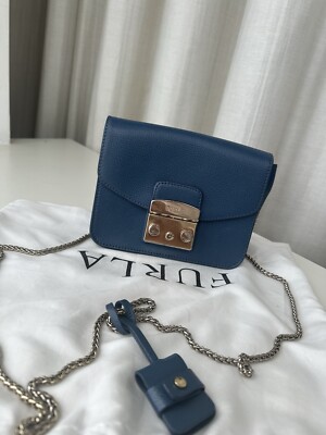 【FURLA】Metropolis Mini Crossbody☆ダークブルー Furla Mini Metropolis Blue Leather Crossbody Bag | eBay