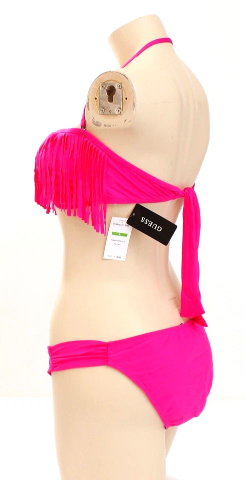 Traje de baño bikini halter con flecos premium rosa Guess de 2 piezas para mujer L nuevo con etiquetas Foto 3 de 4