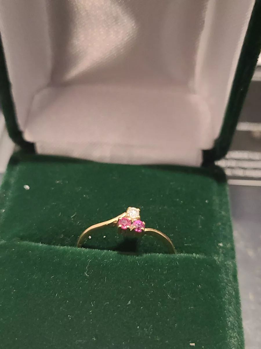 Mother s day ring 10k solid yellow gold natural Diamond Ruby Garnet size 6.5
