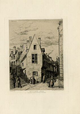 Antiker Meisterdruck - TOPOGRAPHIE - RUE DE RIVAGE AT NEVERS - FRANKREICH - Queroy - 1865