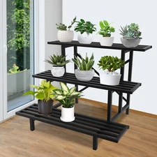 3-Tier Plant Stand Heavy Duty Steel Plant Display Shelf Metal Plant Holder