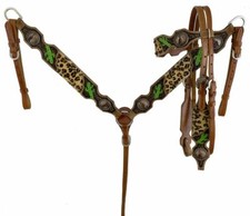 Showman Cheetah Headstall and Breast Collar Set with Painted Cactus FREE SHIP 