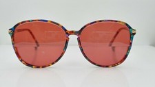 Vintage Blue Ribbon Tortoise Multi-Color Oval Sunglasses FRAMES ONLY Hong Kong